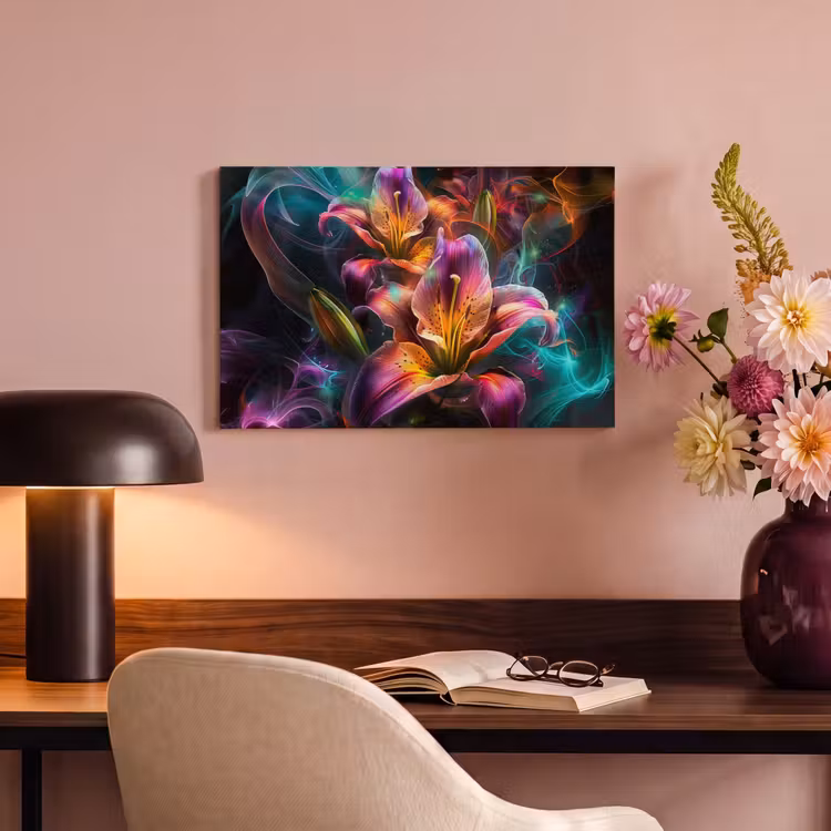 Canvas schilderij - Kleurrijk - Bloemen - Zwart — 6