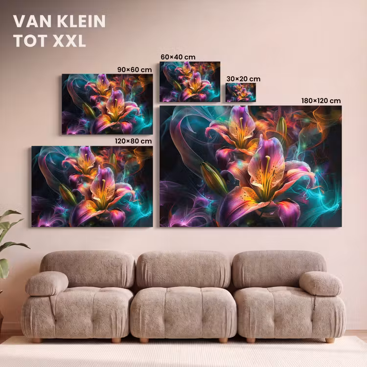Canvas schilderij - Kleurrijk - Bloemen - Zwart — 7