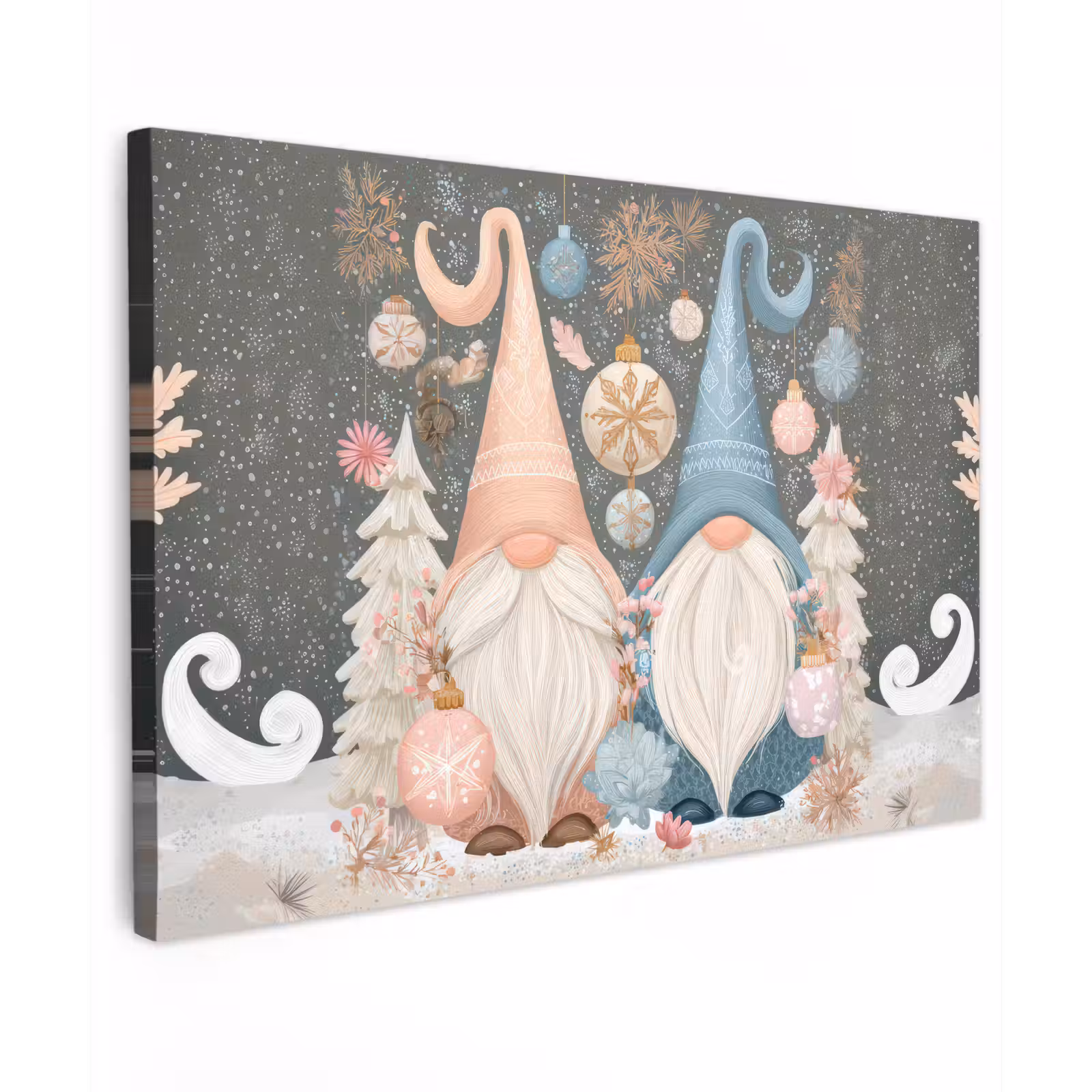 Canvas schilderij - Kerst - Gnomen - Pastel — 1