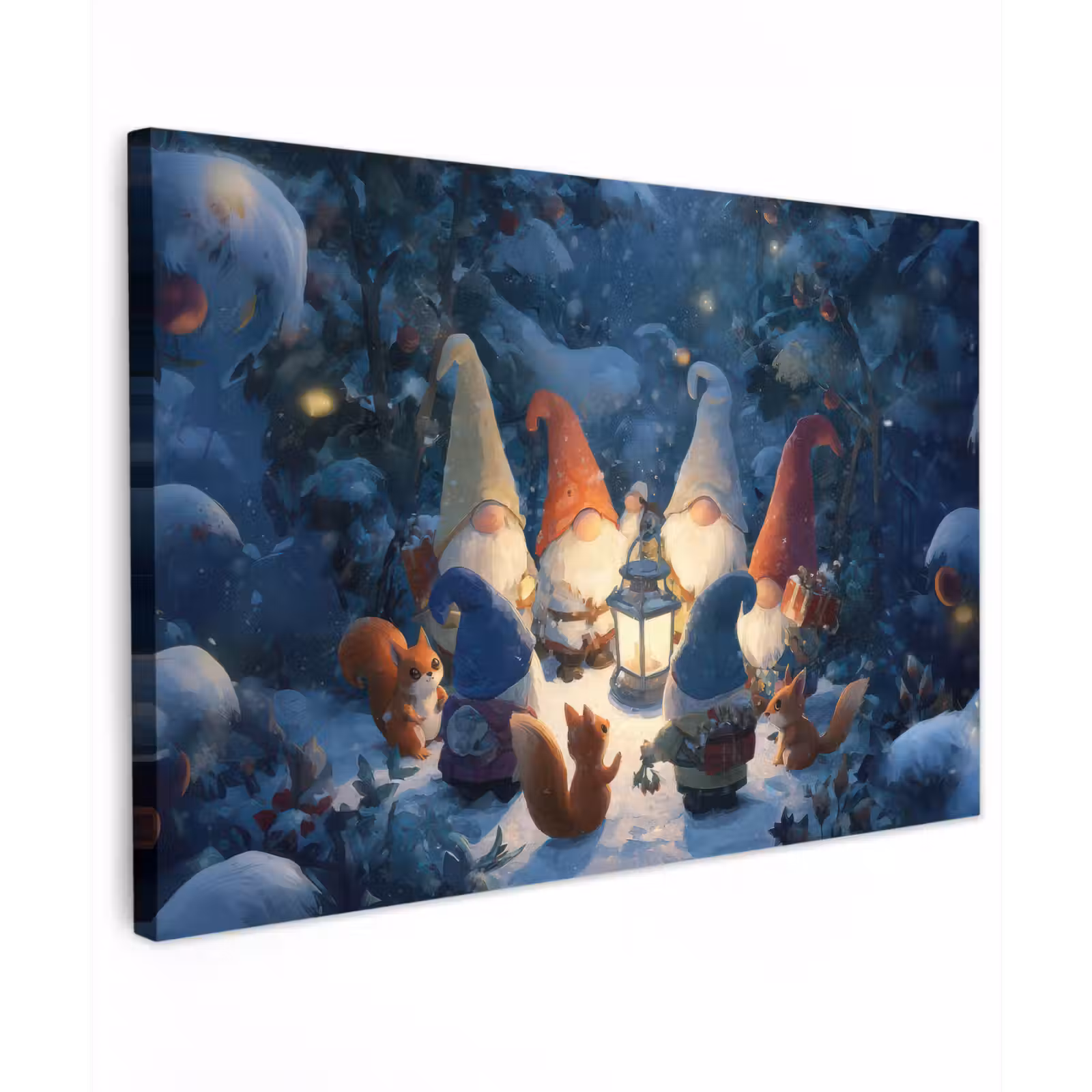 Canvas schilderij - Winter - Gnooms - Eekhoorns - Meerkleurig — 1