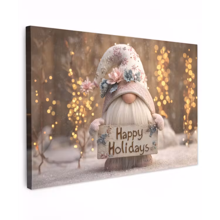 Canvas schilderij - Kerst - Gnome - Bord - Kleurrijk — 1