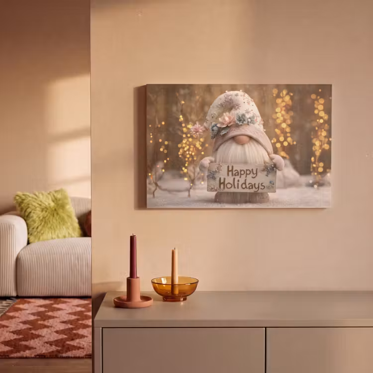 Canvas schilderij - Kerst - Gnome - Bord - Kleurrijk — 2