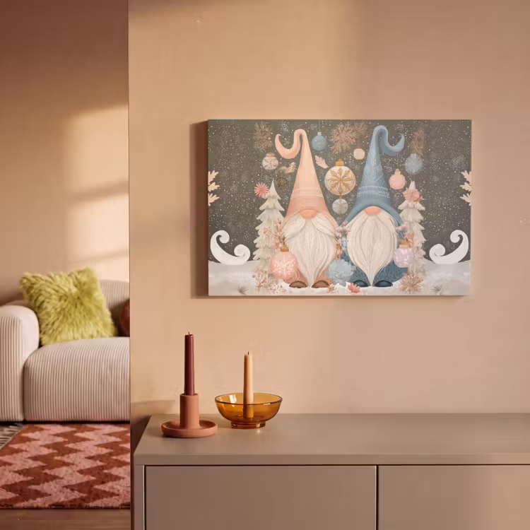 Canvas schilderij - Kerst - Gnomen - Pastel — 2