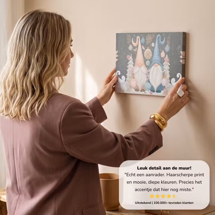 Canvas schilderij - Kerst - Gnomen - Pastel — 3