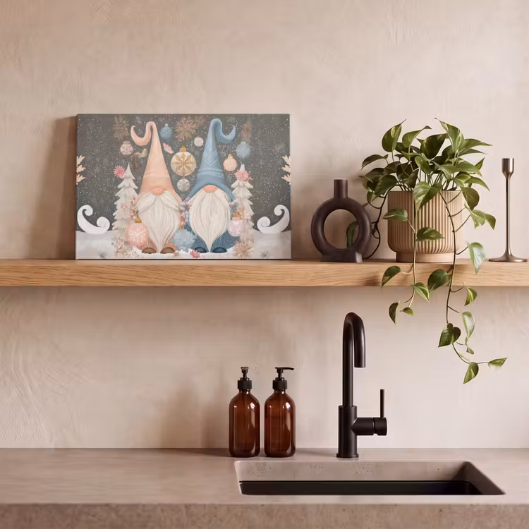 Canvas schilderij - Kerst - Gnomen - Pastel — 4