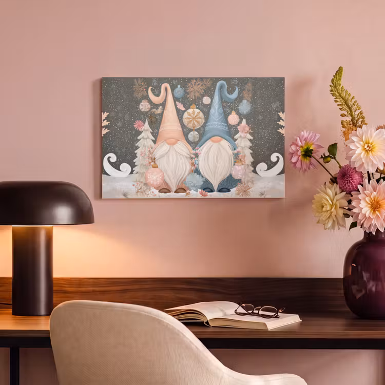 Canvas schilderij - Kerst - Gnomen - Pastel — 6