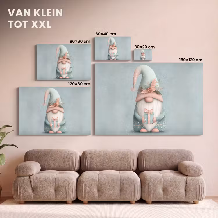 Canvas schilderij - Kerstgnome - Cadeau - Groen — 8