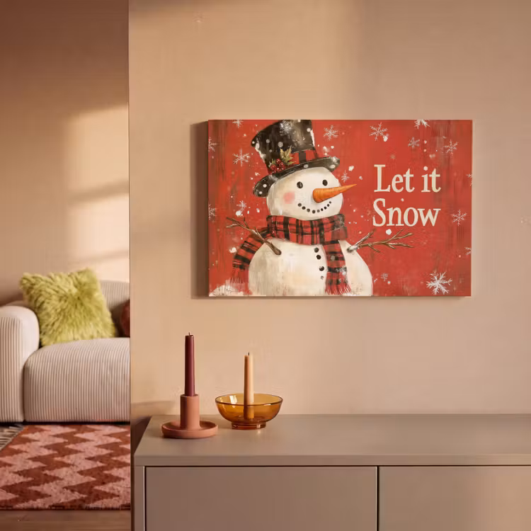 Canvas schilderij - Sneeuwpret - Winter - Sneeuwpop — 2