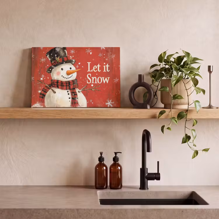 Canvas schilderij - Sneeuwpret - Winter - Sneeuwpop — 4