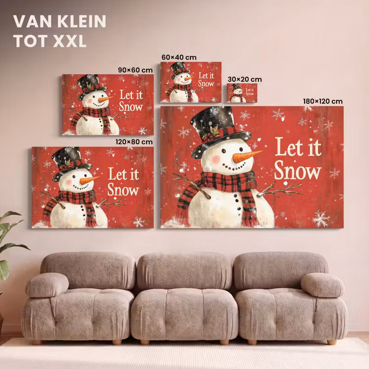 Canvas schilderij - Sneeuwpret - Winter - Sneeuwpop — 8