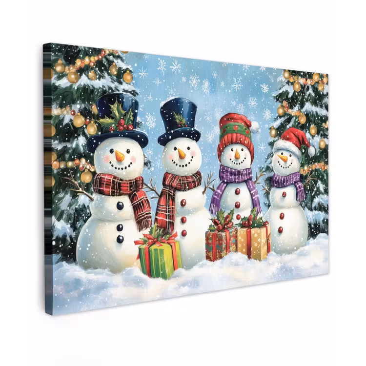 Canvas schilderij - Vrolijk - Sneeuw - Kleurrijk — 1