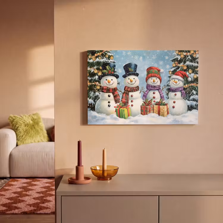 Canvas schilderij - Vrolijk - Sneeuw - Kleurrijk — 2