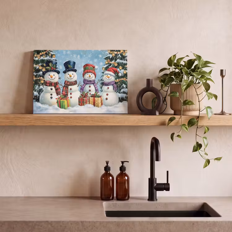 Canvas schilderij - Vrolijk - Sneeuw - Kleurrijk — 4