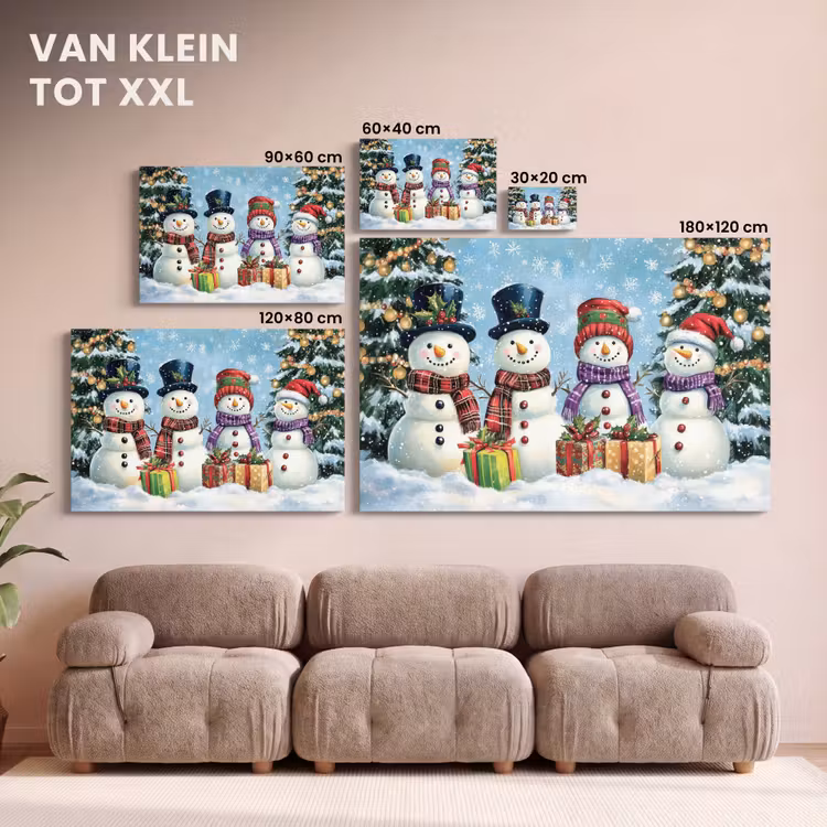 Canvas schilderij - Vrolijk - Sneeuw - Kleurrijk — 8