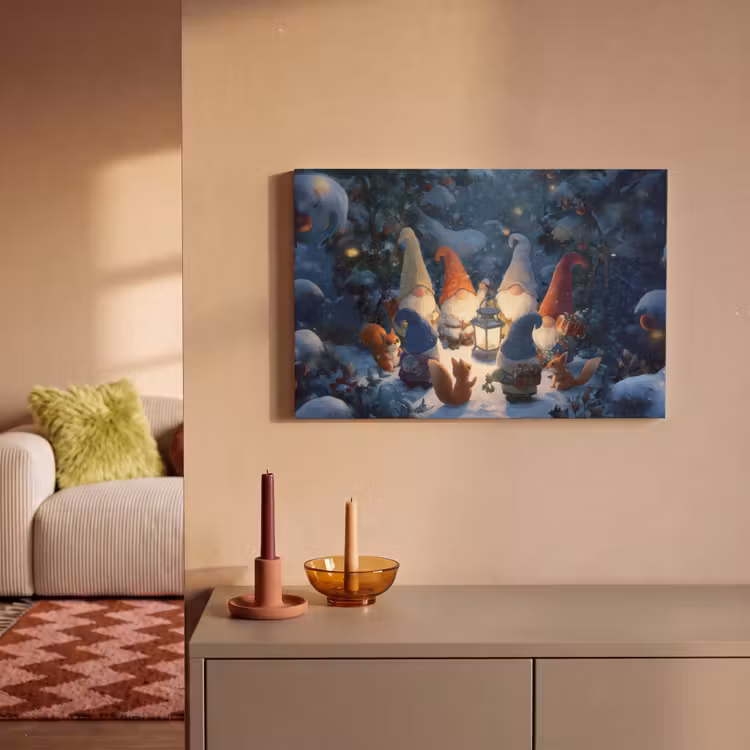 Canvas schilderij - Winter - Gnooms - Eekhoorns - Meerkleurig — 2