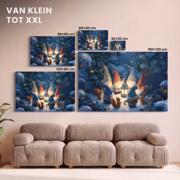 Canvas schilderij - Winter - Gnooms - Eekhoorns - Meerkleurig — 8