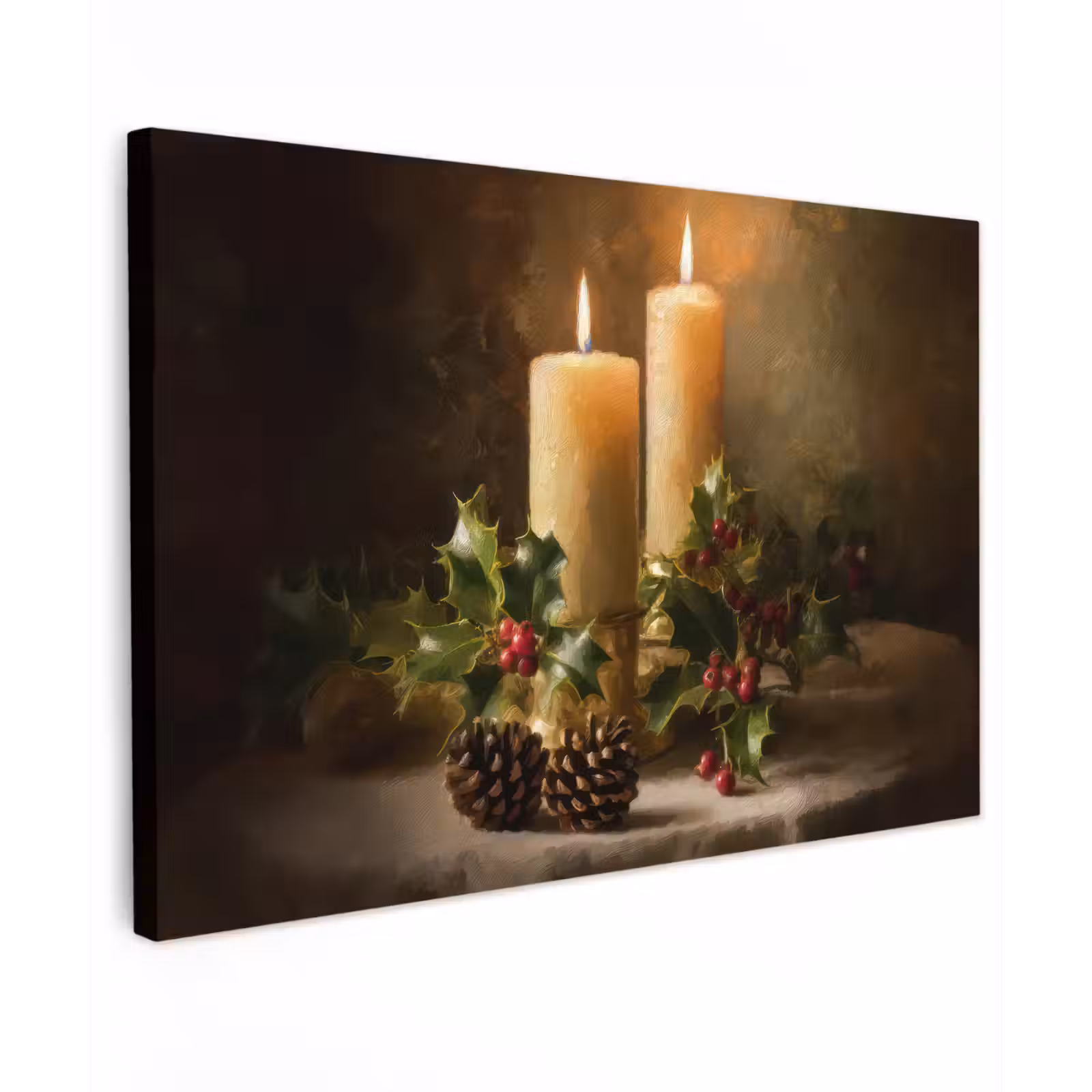 Canvas schilderij - Kaarslicht - Kerst - Veelkleurig — 1