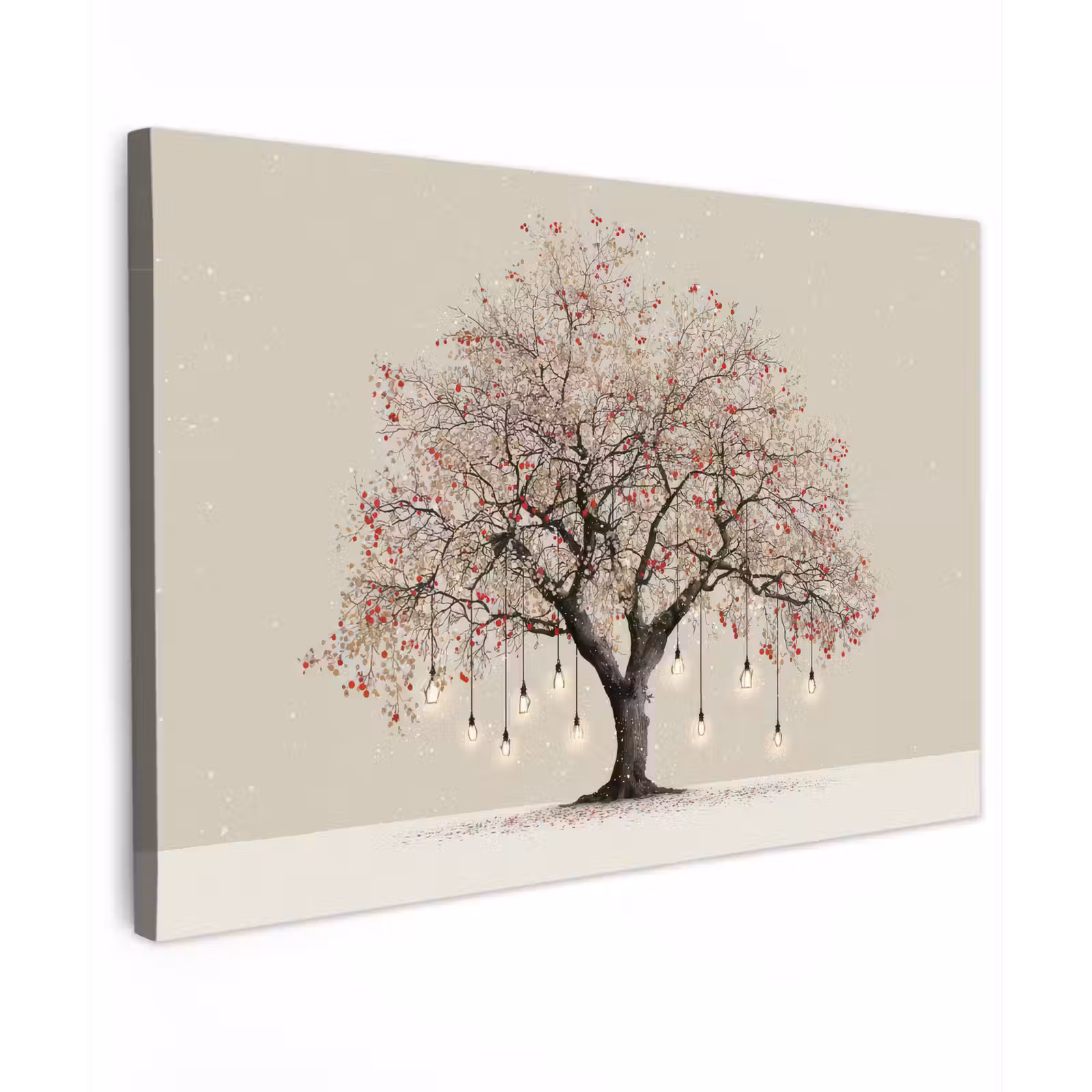Canvas schilderij - Lichtboom - Winter - Kerst - Meerkleurig — 1