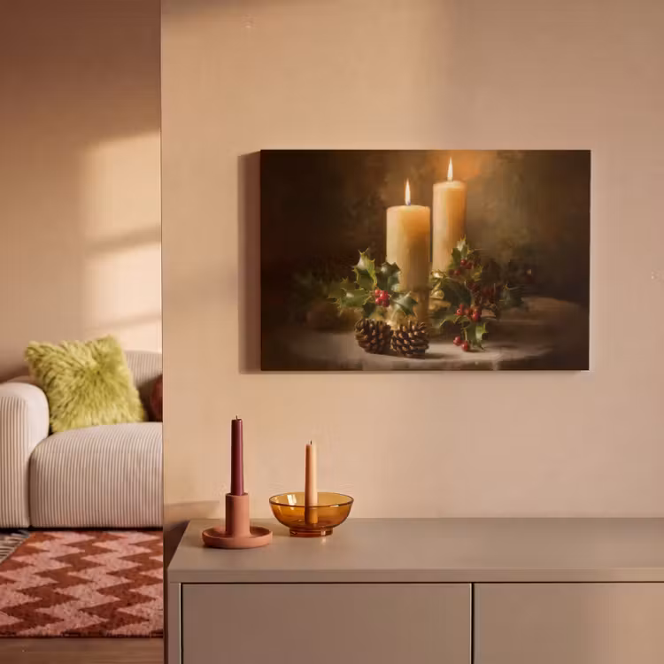 Canvas schilderij - Kaarslicht - Kerst - Veelkleurig — 2