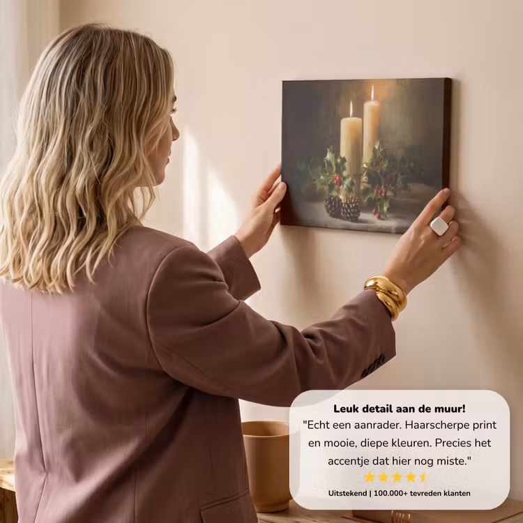 Canvas schilderij - Kaarslicht - Kerst - Veelkleurig — 3