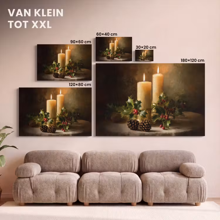 Canvas schilderij - Kaarslicht - Kerst - Veelkleurig — 8