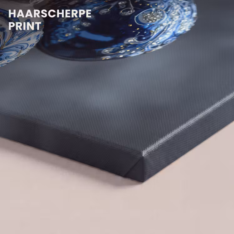 Canvas schilderij - Kerstbal - Versierd - Blauw — 5