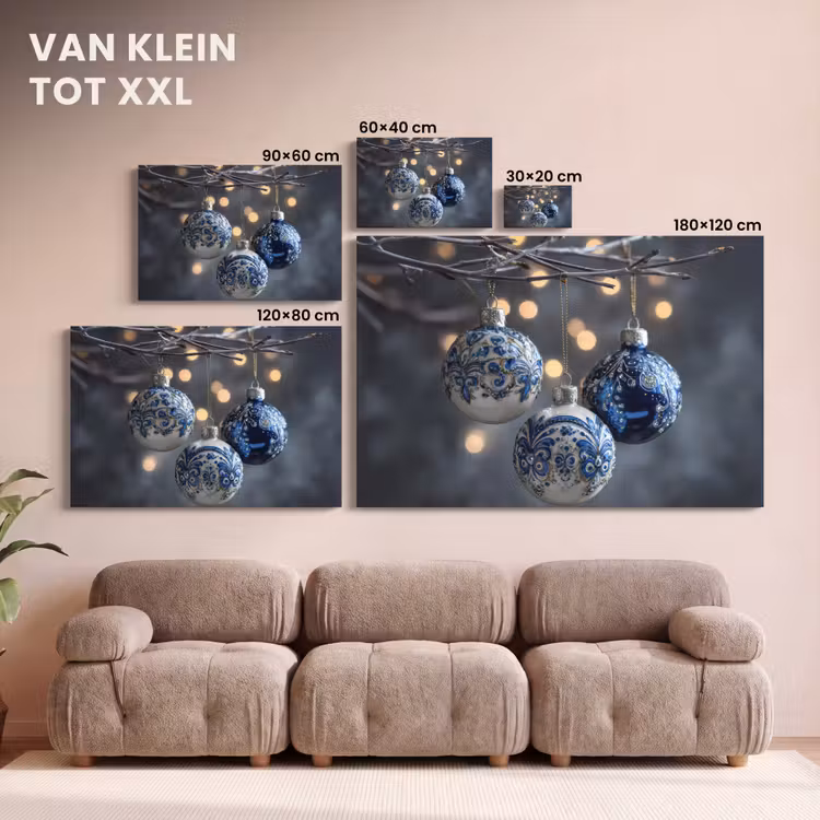 Canvas schilderij - Kerstbal - Versierd - Blauw — 8
