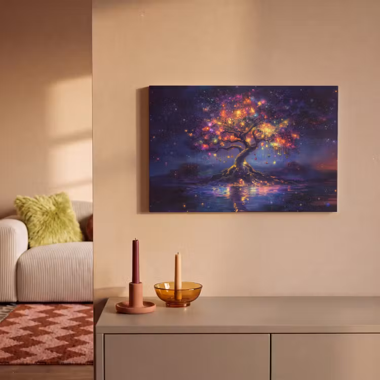 Canvas schilderij - Kosmisch - lichtboom - Kerst - Kleurrijk — 2