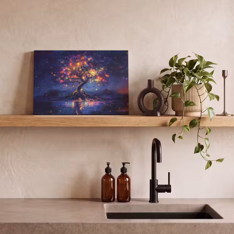 Canvas schilderij - Kosmisch - lichtboom - Kerst - Kleurrijk — 4