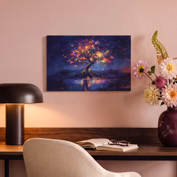 Canvas schilderij - Kosmisch - lichtboom - Kerst - Kleurrijk — 6