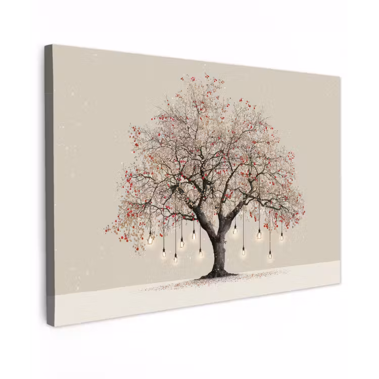 Canvas schilderij - Lichtboom - Winter - Kerst - Meerkleurig — 1