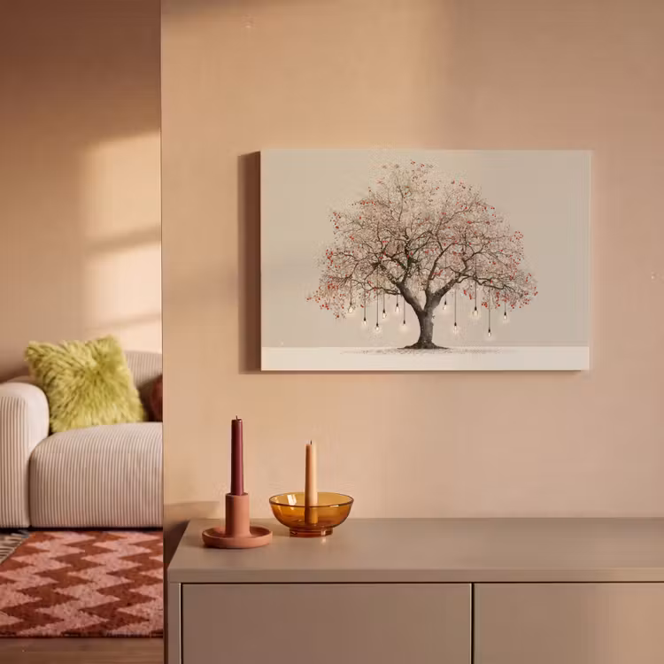 Canvas schilderij - Lichtboom - Winter - Kerst - Meerkleurig — 2