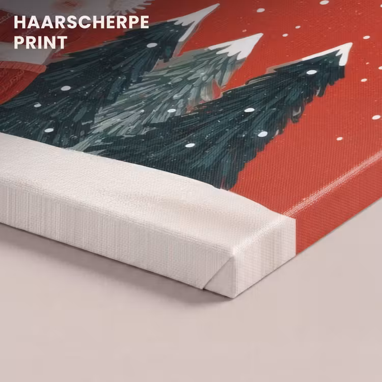 Canvas schilderij - Kerstgroet - Sneeuw - Rood — 5