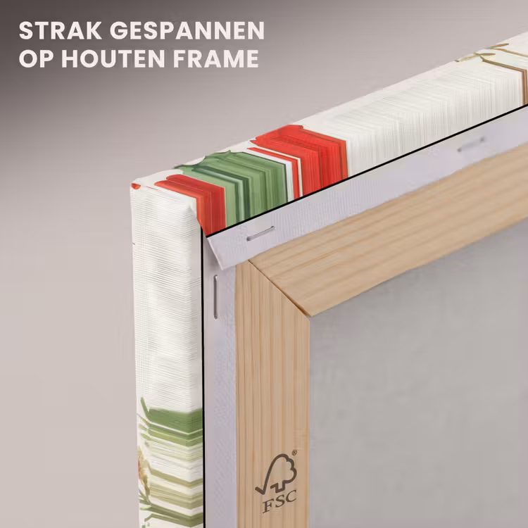 Canvas schilderij - Kerstkrans - Hert - Hulst - Rood — 7
