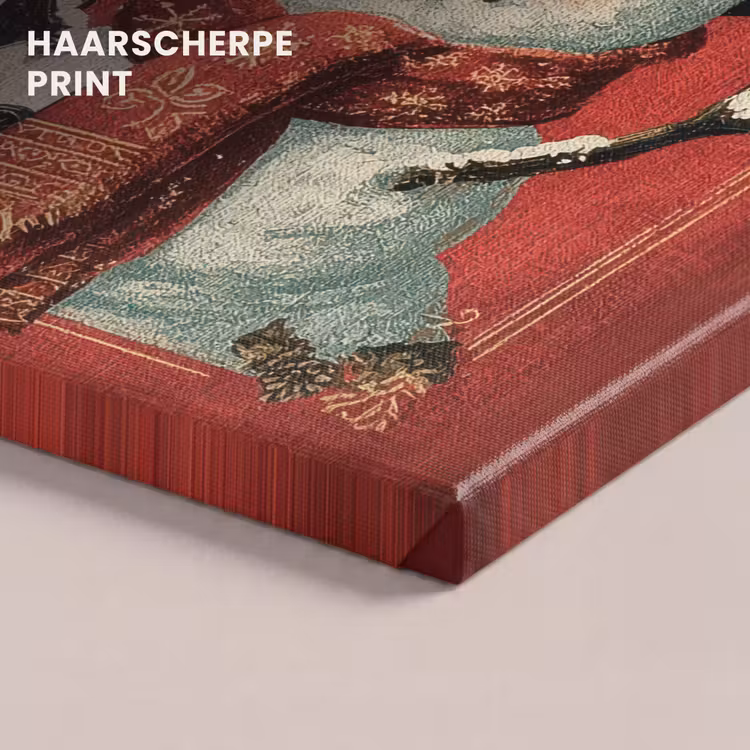 Canvas schilderij - Klassiek - Kerstgroet - Sneeuwpop - Rood — 5
