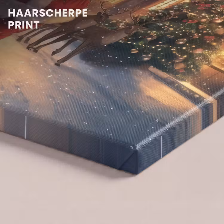 Canvas schilderij - Kerstman - Dorp - Hert - Donker — 5