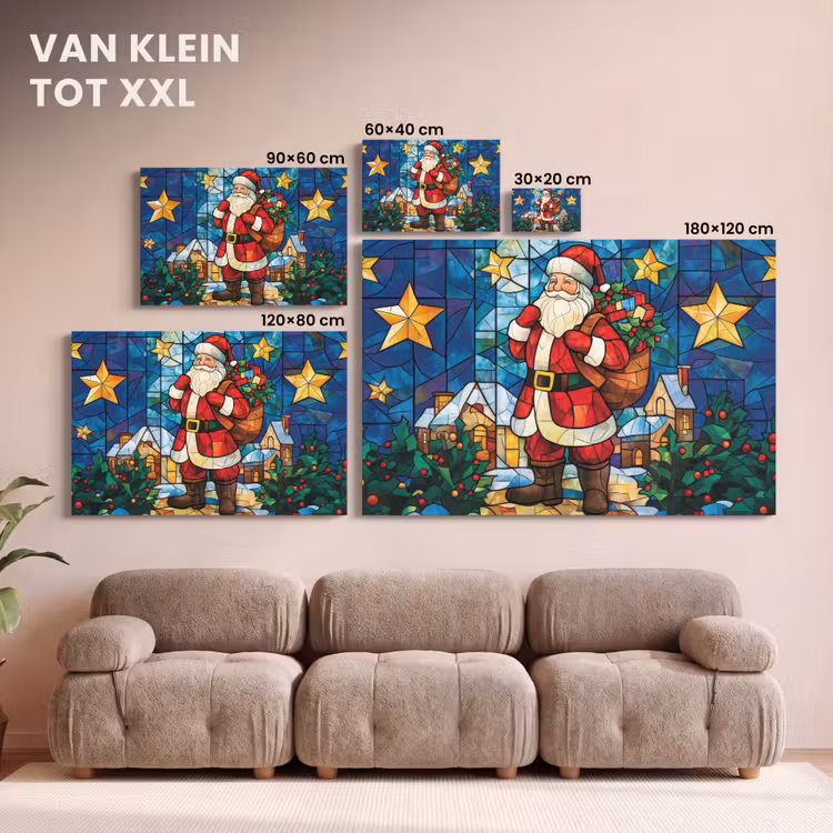 Canvas schilderij - Kerstman - Glas - Kleurrijk — 8