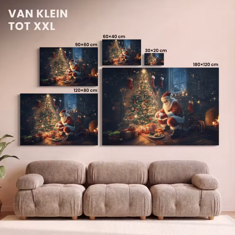 Canvas schilderij - Kerstman - Haard - Donker — 8
