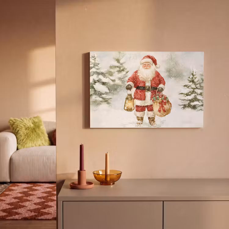 Canvas schilderij - Kerstman- Winter - Sneeuw - Wit - Rood — 2