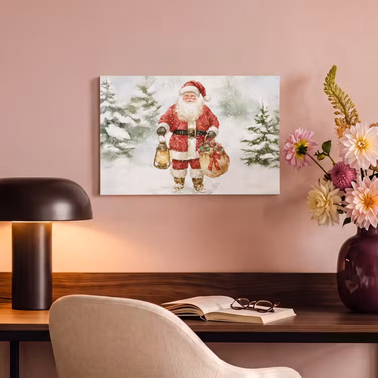 Canvas schilderij - Kerstman- Winter - Sneeuw - Wit - Rood — 6