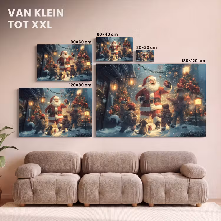 Canvas schilderij - Kerstvreugde - Sneeuw - Kleurrijk — 8