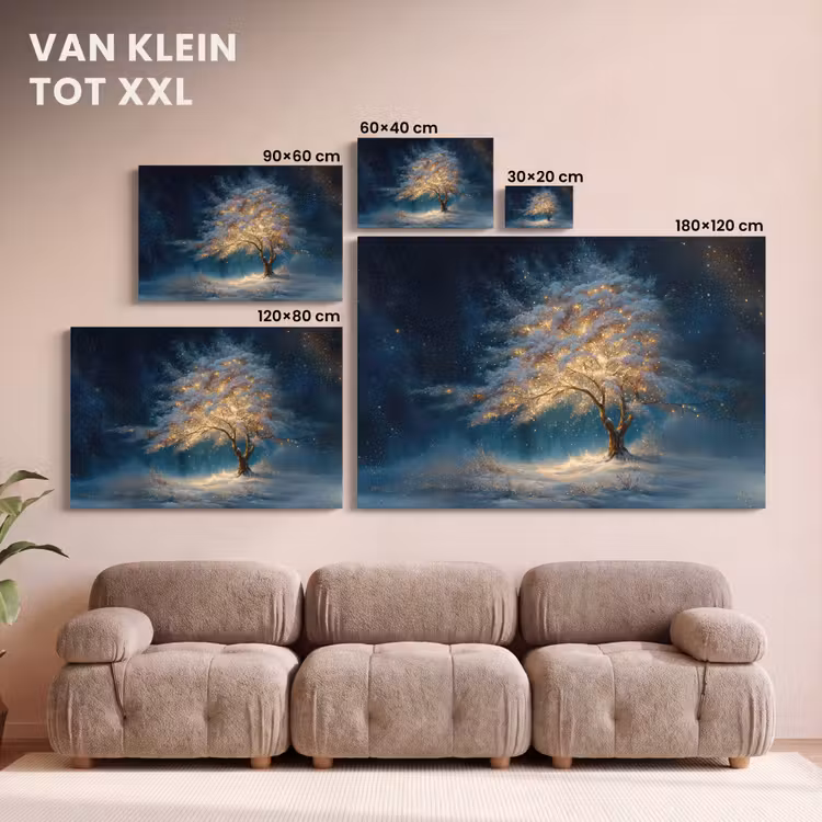 Canvas schilderij - Levensboom - Nacht - Donker - Blauw — 8