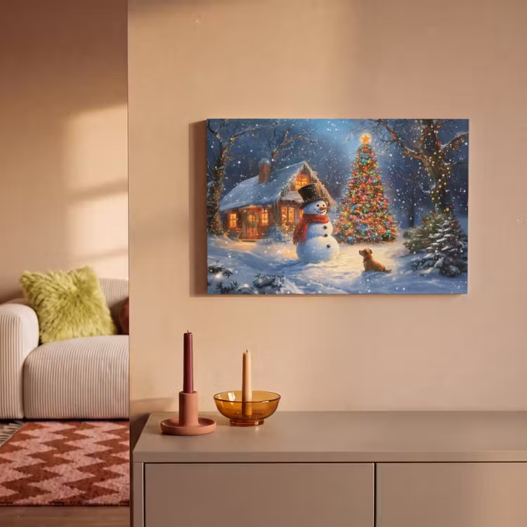Canvas schilderij - Kerstwonder - Winteravond - Kleurrijk — 2