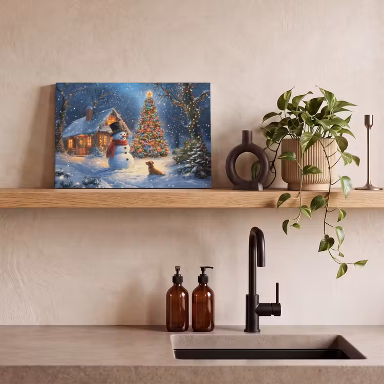 Canvas schilderij - Kerstwonder - Winteravond - Kleurrijk — 4