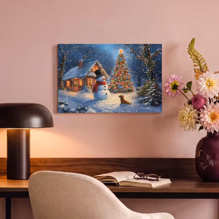 Canvas schilderij - Kerstwonder - Winteravond - Kleurrijk — 6