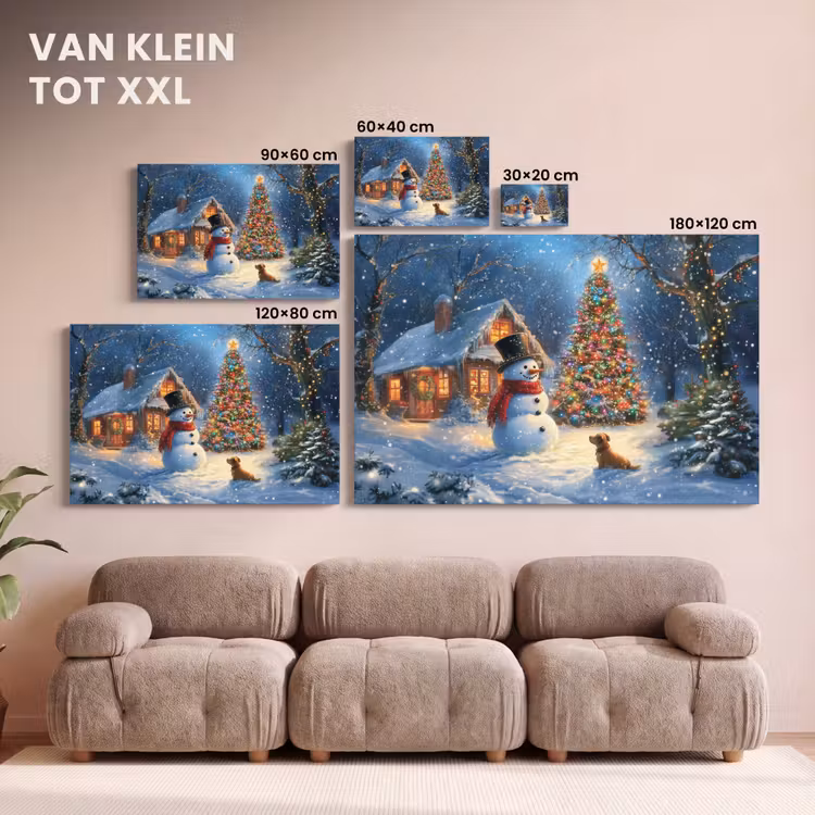 Canvas schilderij - Kerstwonder - Winteravond - Kleurrijk — 8