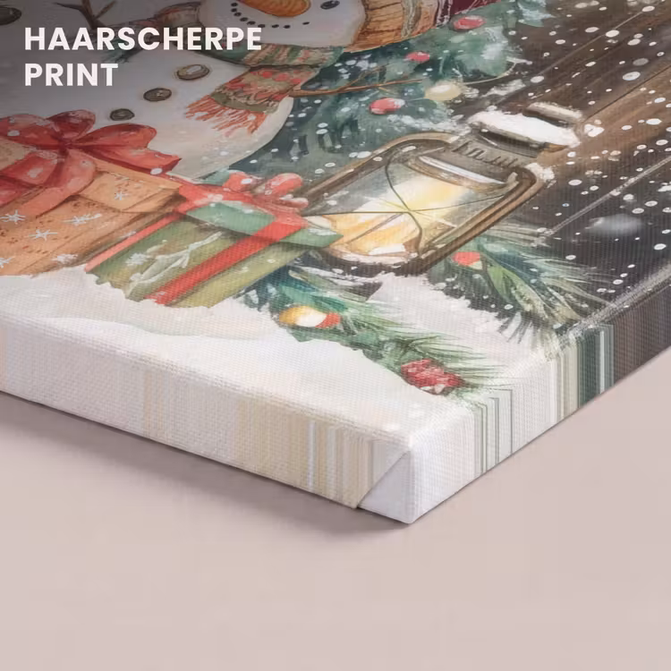 Canvas schilderij - Sneeuwpop - Familie - Kleurrijk — 5
