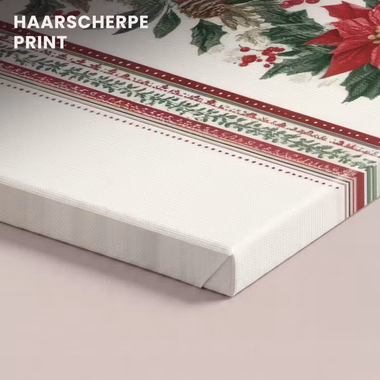 Canvas schilderij - Kerststrook - Poinsettia - Rood - Groen — 5