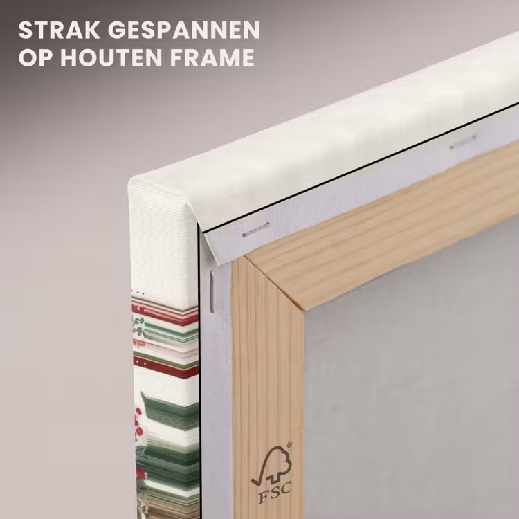 Canvas schilderij - Kerststrook - Poinsettia - Rood - Groen — 7