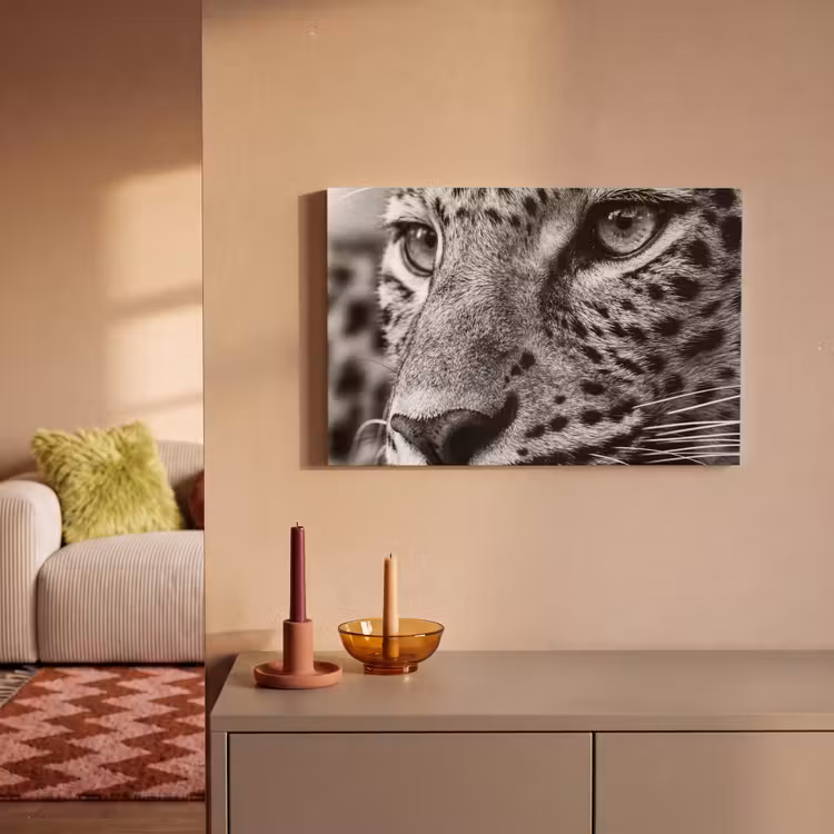 Canvas schilderij - Luipaard - Zwart - Wit - Oog — 2